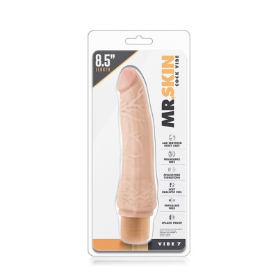 Realistiškas vibratorius Dr. Skin 7 — minkštas, atsparus vandeniui