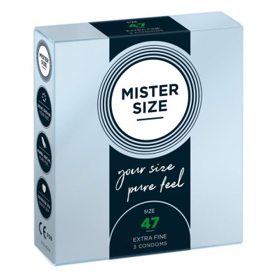 Prezervatyvai Mister Size 47 mm – ploni veganiški, 3 vnt.