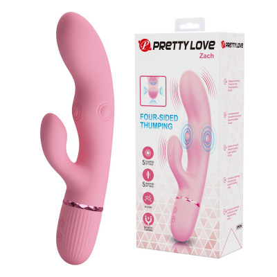 Vibratorius kiškučiukas Pretty Love Zach – keturių pusių smūginis, rožinis