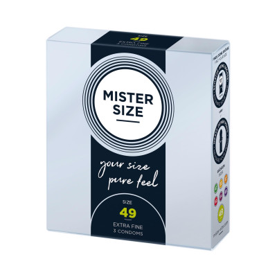 Prezervatyvai Mister Size 49 mm (3 vnt) – itin ploni, natūralūs