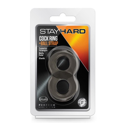 Penio žiedas su sėklidžių dirželiu Stay Hard – juodas, TPE