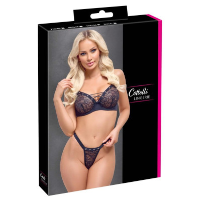 Liemenėlės ir stringų rinkinys (juodas) 85B/L – Cottelli LINGERIE
