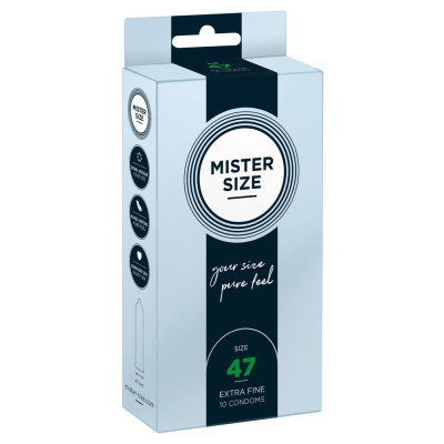 Prezervatyvai Mister Size 47 mm — 10 vnt, veganiški, ploni