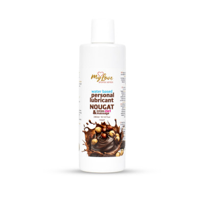Lubrikantas ir masažo aliejus 2in1 MyLove — nougato aromatas, 300 ml