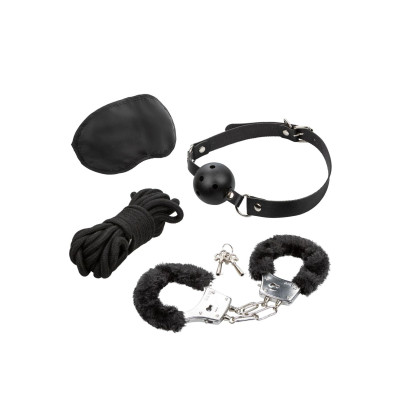 Bondage rinkinys "Explorer" – antrankiai, kaukė, kamuoliukas, virvė