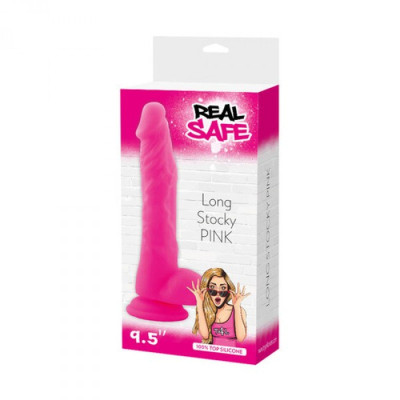 Realistinis silikoninis dildo su siurbtuku – ilgas, storas, rožinis