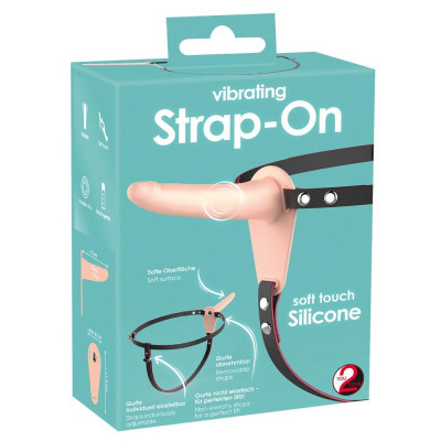 Strap-on dirželis su išimamais vibratoriumi – 10 rež., USB įkrovimas