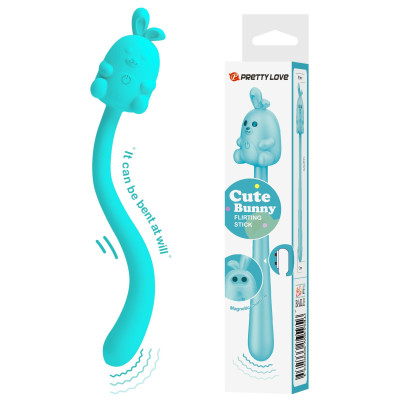 Stimuliatorius Cute Bunny – silikono masažuoklis, 7 vibracijos, magnetinis USB