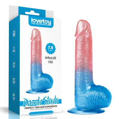 Realistiškas 19 cm gelinis dildo su siurbtuku — spindintis