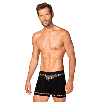 Vyriški M102 seksualūs šortukai — juodi, geometriniai iškirpimai S/M/L