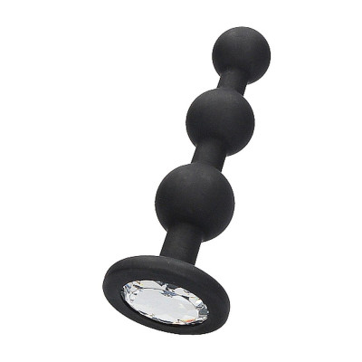 Silicone Beaded Diamond Butt Plug - Black