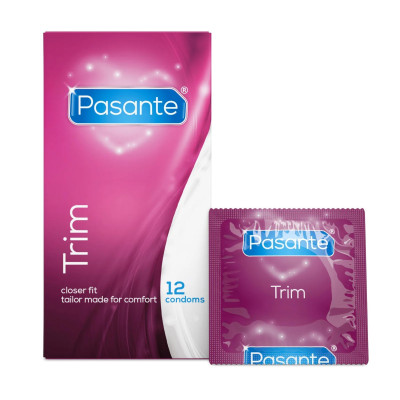 Pasante Trim prezervatyvai 12 vnt. — siauresni, 49 mm