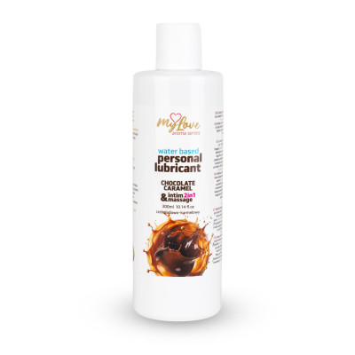 Vandens pagrindo lubrikantas-masažas 2in1 – Šokoladas Karamelė (300 ml)