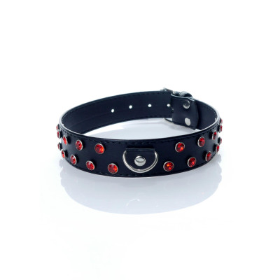Apykaklė su raudonu kristalu 3 cm, reguliuojama 36–42 cm – Fetish B