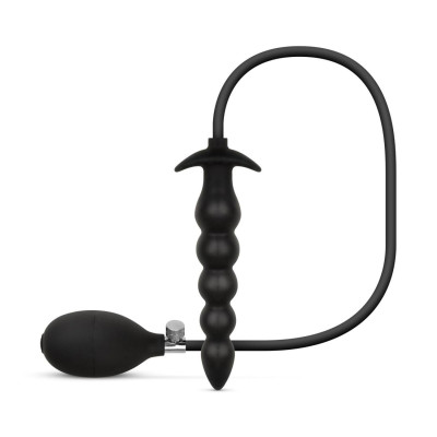 Pripučiamas analinis kaištis su pompa – juodas 20 cm