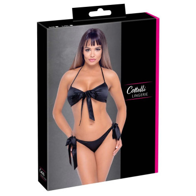 Cottelli Lingerie juoda liemenėlė ir kelnaitės S/M su kaspinėliais