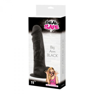 Realistinis silikoninis dildo su siurbtuku – minkštas, juodas