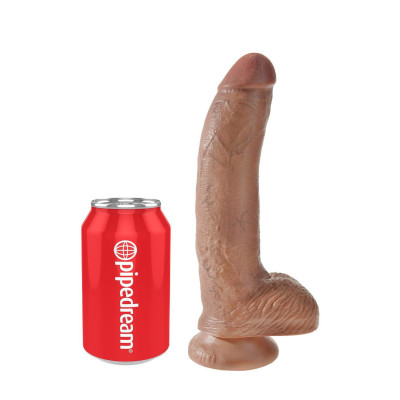 Realistiškas 9" dildo su sėklidėmis – kūno spalvos | King