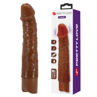 Realistinis vibracinis dildo Pretty Love Osric – rudas, USB-C, 10 režimų
