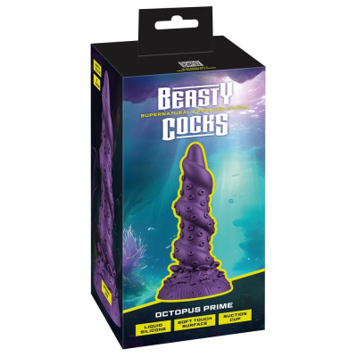 Dildo „Aštuonkojis“ (silikoninis, siurbtukas) – 20,2 cm
