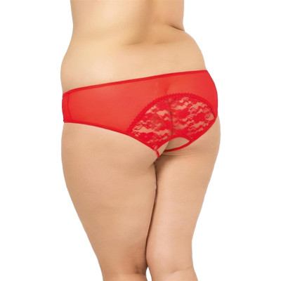Stringai (sexi) tinkliniai su nėriniais 3XL – raudona | Apatinis Trikotažas