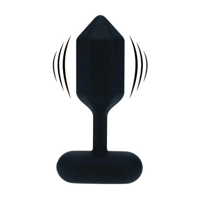 Hexagonal Vibrating Silicone Anal Plug - S - Black