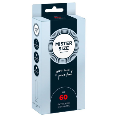 Prezervatyvai Mister Size 60 mm, 10 vnt — veganiški, ploni