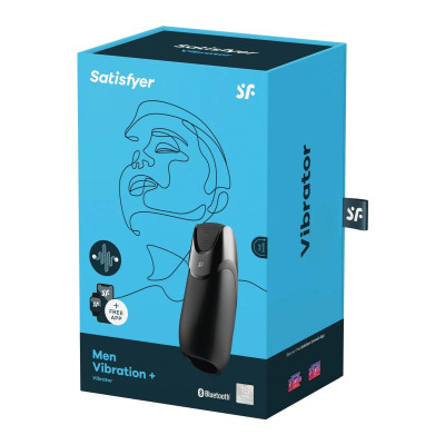 Masturbatorius su vibracija ir programėle — Satisfyer Men Vibration+ (juodas)