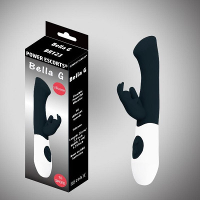 G taško vibratorius Bella G – silikoninis, 10 funkcijų, juodas