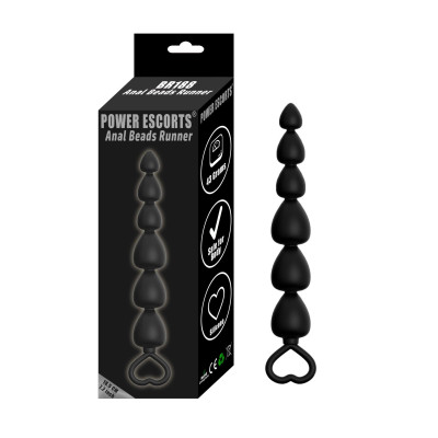 Analiniai karoliukai Power Escorts Runner – silikonas, juodi (18,5 cm)