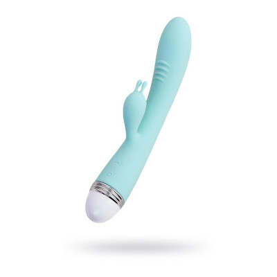 Vibratorius kiškučiukas Flovetta Iris 22 cm – silikoninis, mėtų spalvos