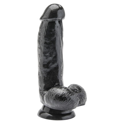Realistinis dildo 6" su sėklidėmis – juodas | Get Real