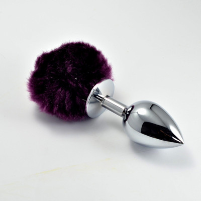 Analinis kaištis su violetiniu pomponu (mažas, 8 cm) — Analiniai papuošalai