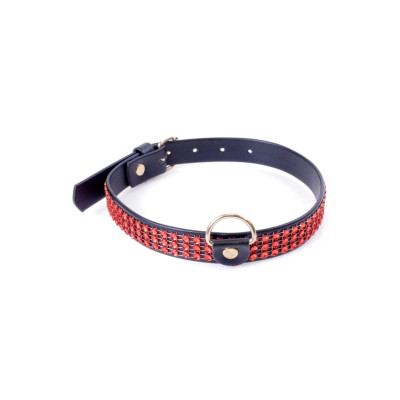 Apykaklė su kristalais 2 cm, reguliuojama 36–42 cm – raudona linija