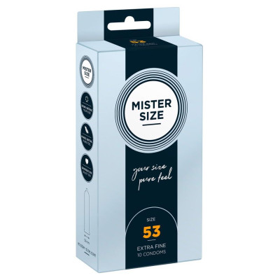 Prezervatyvai Mister Size 53 mm, 10 vnt. – veganiški, ploni