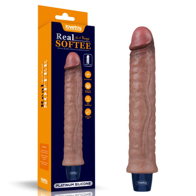 Realistinis 9,5" platininis silikoninis įkraunamas vibratorius (dildo)