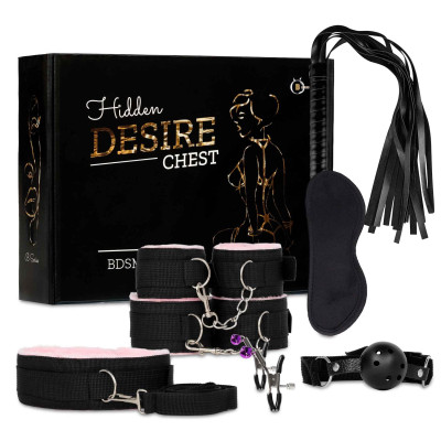 BDSM rinkinys Fetish B-Serija 4.0 – antrankiai, antkaklis, kailiukas