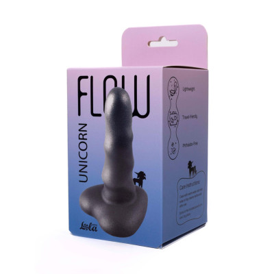 Dildo Vienaragis (kompaktinis, juodas) – Flow silikoninis dildo