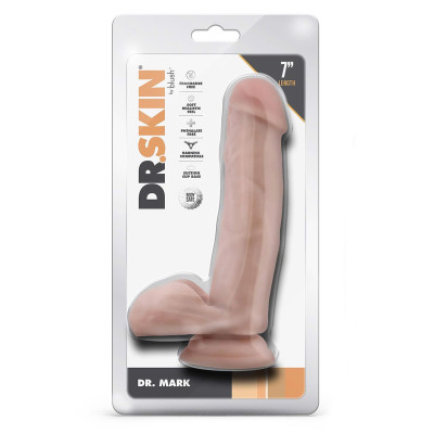 Realistinis 7" dildo su sėklidėmis — smėlio (Dr. Skin)