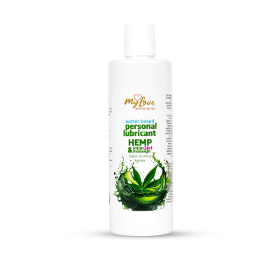 MyLove 2in1 vandens lubrikantas ir masažo aliejus „Kanapės“ 300 ml
